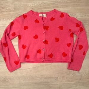 H&M Pink Sweater with Red Heart Pattern ❤️